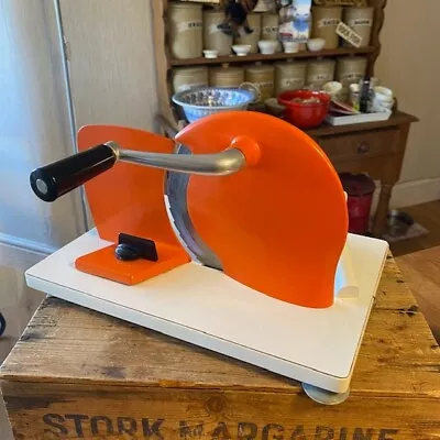 £14.99 • Buy Vintage Orange & White Rostgeschutzt Cooked Meat Slicer – Kitchenalia – Retro! –
