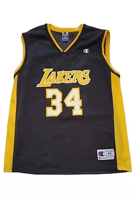 $34.99 • Buy Shaquille Oneal #34 Lakers Jersey Black Champion Size 44 Vintage 🔥🔥