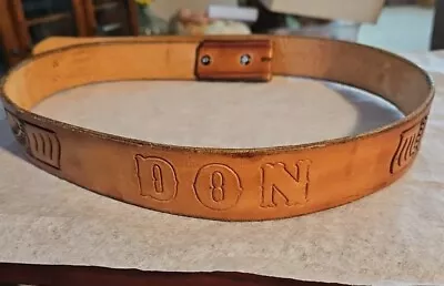 Vintage Tooled Leather Belt With Name Don Mexico 40 Holes 36-40 No Buckle  • $12