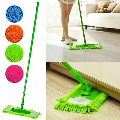 Extendable Microfibre Mop Cleaner Sweeper Wooden Laminate Tile Floor Wet Dry Uk • £3.98