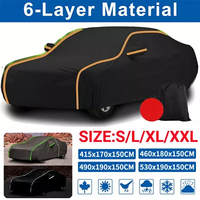 Waterproof 6 Layer Car Cover Heavy Duty Cotton Lined UV Protection S M XL XXL • £22.79