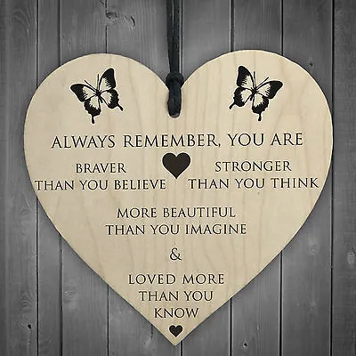 £3.99 • Buy You Are Braver Stronger Smarter & Beautiful Wooden Hanging Heart Friends Plaque 