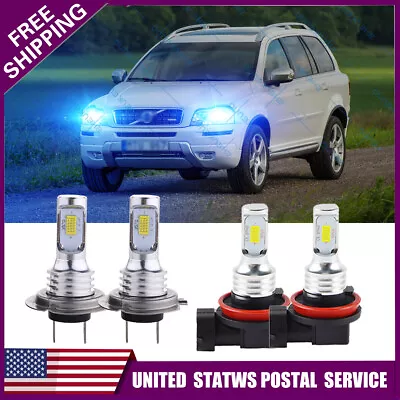 4x For Volvo XC90 2003-2014 -H7 H11 Headlight LED Combo 8000K Bulb Kit Ice Blue • $24.83