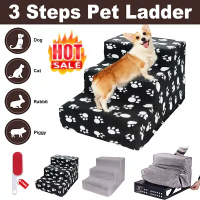 £9.99 • Buy Dog Steps 3 Ladder Soft Stairs Washable Soft Covered Beige Cat Dog Animal Ladder