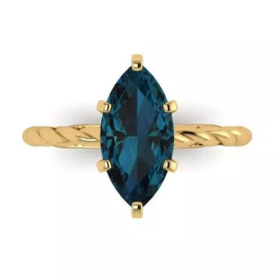 2 Ct Marquise Rope Knot London Topaz Wedding Bridal Promise Ring 14k Yellow Gold • £352.90