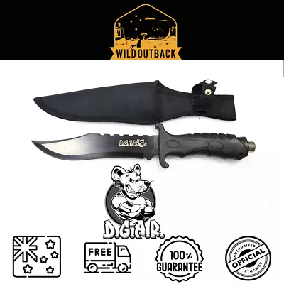 Hunting Knife Huge Camping Bowie Black Military SS Steel Pig Sticker & Sheath R • $19.99