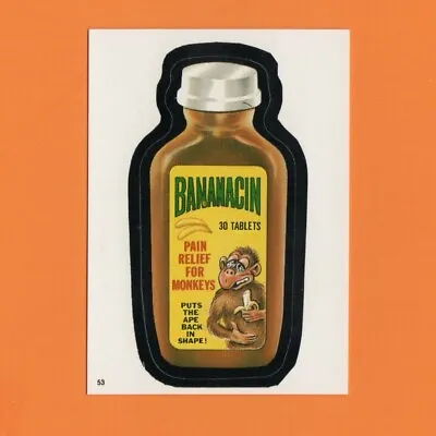 1986 Wacky Packages Bananacin Monkey 53 Topps Mini Album Sticker Spoof • $2.49