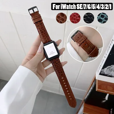 $26.99 • Buy For Apple IWatch Wristband  Leather Strap Watch Band 45 41mm Series 7 6 5 4 3 2 
