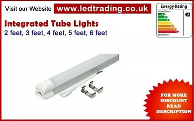 LED T8 Integrated Tube/Batten Ceiling Light 1ft2ft3ft4ft Complete Fitting • £5.90