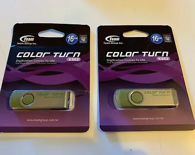 $4.99 • Buy (Pack Of 2) Brand New TEAM 16GB Color Turn USB 2.0 Flash Drive Memory Stick Mini