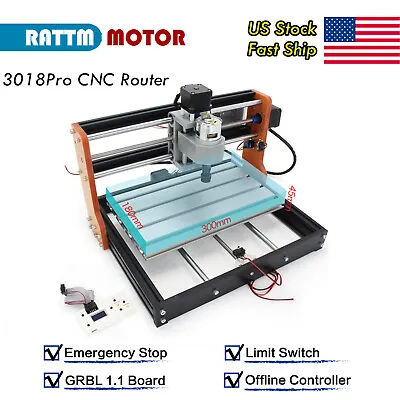 【US】CNC New 3018 PRO Mini Router Engraver Machine +LimitE-Stop +Offline Control • $150