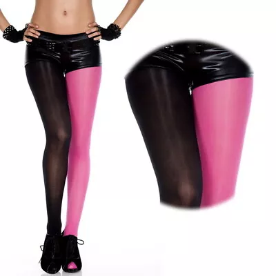 $11.42 • Buy Black Hot Pink Jester Opaque Spandex Tights Harley Quinn Pants Pantyhose Costume