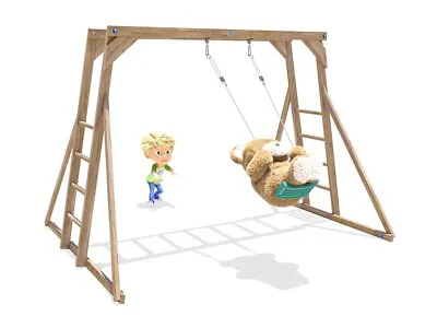 £249.99 • Buy Kids Monkey Bars Swing Set Childrens Wooden Climbing Frame Garden Play Timber