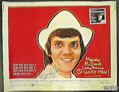 MALCOLM McDOWELL:LINDSAY ANDERSON :DIR: (O LUCKY MAN) 1973 AUTOGRAPH POSTER • $499.99