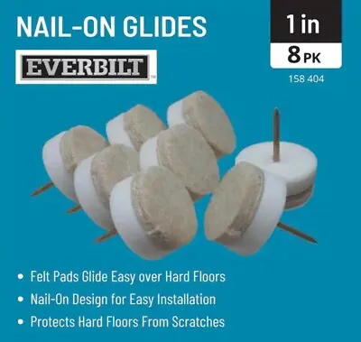 Everbilt 1 In. Beige Round Felt Nail-On Furniture Glides (8-Pack) • $6