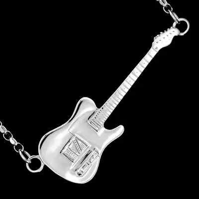 Guitar Necklace Sterling Silver Guitar Pendant Rick Parfitt Gift Music Jewellery • £99.89
