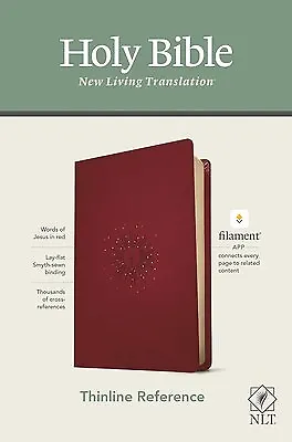 NLT Thinline Reference Bible Filament Enabled Edition (Red Lette 9781496444837 • $67.39