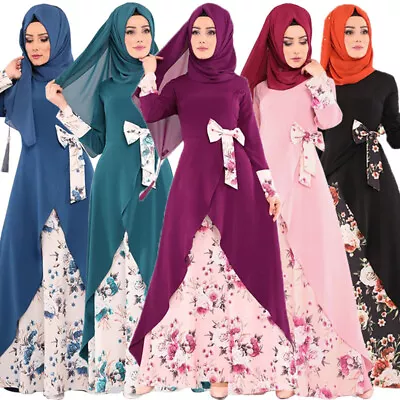 Ramadan Muslim Women Maxi Dress Abaya Dubai Islamic Robe Gown Kaftan Turkey Arab • £23.99