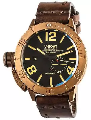 U-Boat Sommerso Automatic Bronze Black Dial Leather Date Divers Mens Watch 8486 • $1820