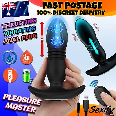 $46.95 • Buy Telescopic Prostate Massager Butt Plug Vibrator Anal Thrusting Dildo Big Sex Toy