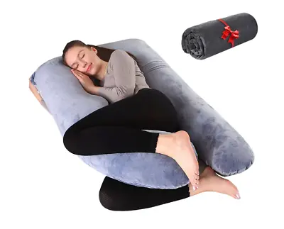 $68 • Buy Pregnancy Pillows With 2 Covers, U-Shape Full Body Pillow For Sleeping