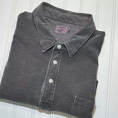 Faherty Long Sleeve Polo Shirt Adult XL Gray Overdyed Chest Pocket Soft Prep • $23.50