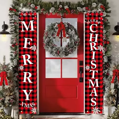 Christmas Decorations Merry Christmas Banner Outdoor Yard Front Porch Sign Set • $10.66