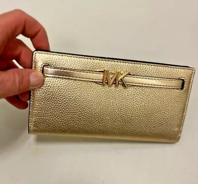 Michael Kors Reed Large Leather Snap Flat Wallet Credit Card ID Holder Clutch MK • $76.80