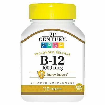 21st Century Vitamin B-12 1000 Mcg Prolonged Release Tablets 110ct -Exp 08-2026- • $10.99
