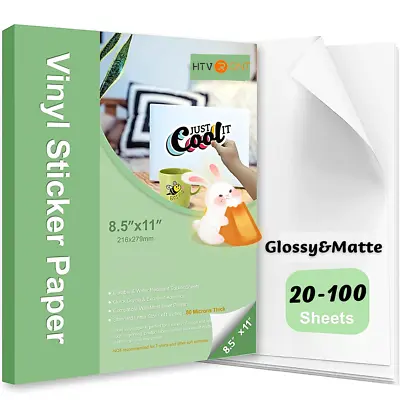 Waterproof Printable Vinyl Sticker Paper For Inkjet Laser Printer 8.5 X11  US • $9.99