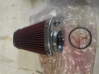 Polished Cone Aluminum Air Cleaner Filter W/RED Filter Harley Custom 2.5  Openin • $39.95