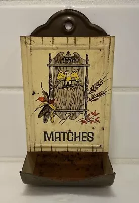 Vintage Tin Metal Match Box Holder Wall Mount Rustic Decor 1776 American Eagle • $12.99