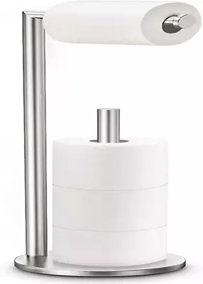 Toilet Paper Holder Stand Toilet Paper Stand Brushed Nickel  Free Standing Toi • $78.28