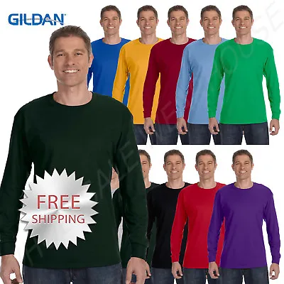 Gildan Mens T-Shirt Long Sleeve Heavy Cotton 5.3 Oz  S-XL R-G540 5400 • $10.95
