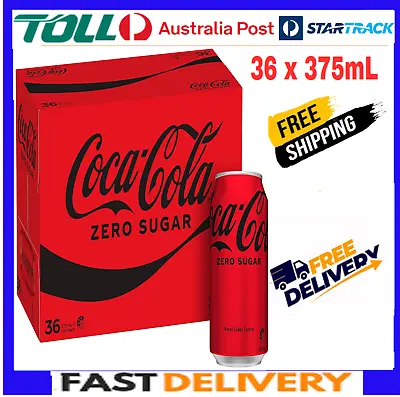 Coca-Cola Zero Sugar Soft Drink Multipack Cans (36 X 375mL) Bulk Value Coke Pack • $39.60