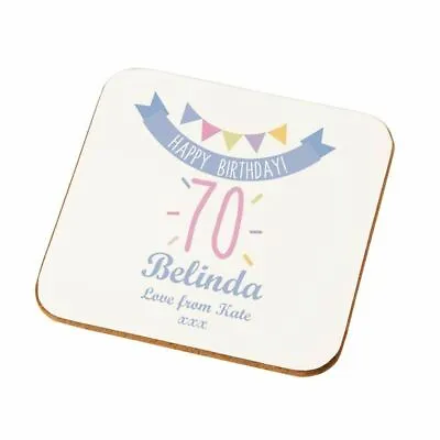 Personalised Special 70th Birthday Drink Coaster For Her Mum Gran Auntie • £5.99