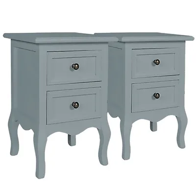 £79.95 • Buy Bedside Table Pair Grey Bedroom Unit Cabinet Nightstand With 2 Drawers In Each