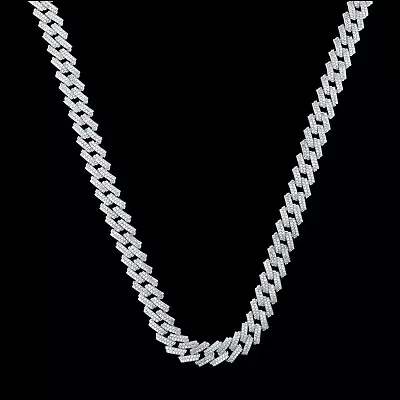 11.35 MM Real Diamond Miami Cuban Link Chain Necklace In 22  Inch 925 Silver • $3918