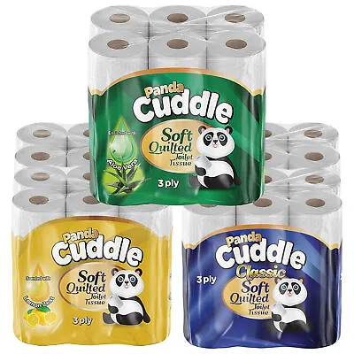 Soft Toilet Paper Rolls Panda 3Ply Bulk Loo Rolls Gentle Clean- 18-135 Roll • £6.43