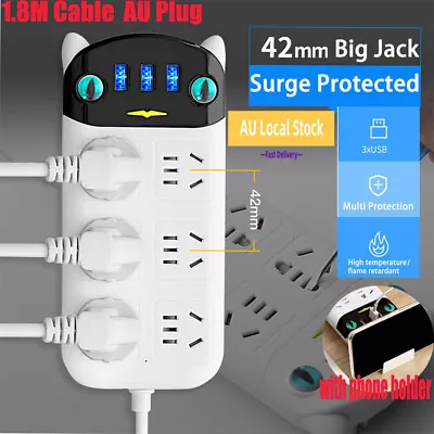 Power Board 3 USB Charging 6 Way Outlets Socket Charger Ports Surge Protector AU • $17.49