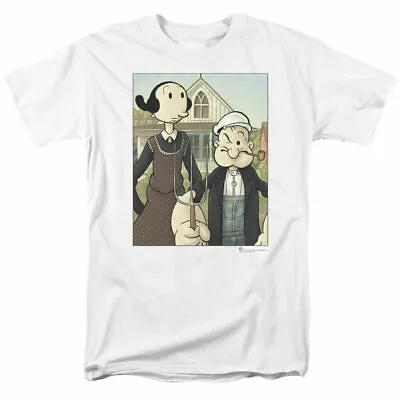 Popeye And Olive Gothic T Shirt Licensed Comic Book Cartoon Tee White • $16.24