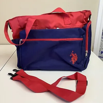 US Polo Assn Red / Blue Tote Bag With Insulated Bottle Pouch • $24.99