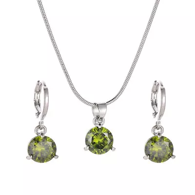 925 Silver Cubic Zirconia Drop Earrings Necklace Women Wedding Jewelry Set Gifts • $2.62