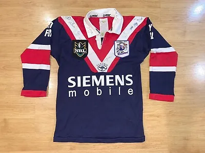 $199.99 • Buy Sydney Roosters 1998 Siemens Vintage Signed Classic Rugby League Jersey Xs 36”