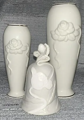 Lenox Rosebud Collection Rose Blossom Bud Vases With Antique Bell • £13.69