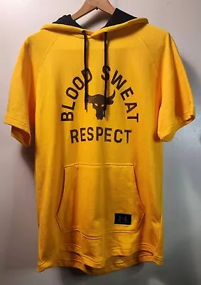 Under Armour Project Rock Blood Sweat Respect Size Yellow Hoodie Size LARGE • $27