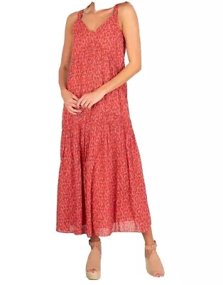 NWT Joie Limited Edition V-Neck Ladies Maxi Tiered  Summer Dress Tea Red XXL • $19.99
