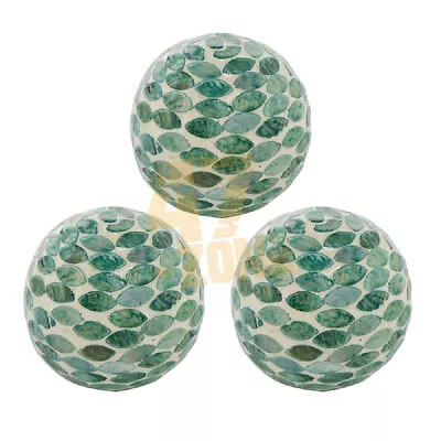 S/3 D4x4  Balls Green Indoor Outdoor Home Decor Tabletop Decoration • £55.47