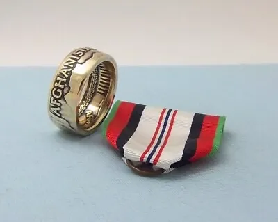 USA War  Afghanistan Veteran Ring Military Ring Size 8 To 14 • $64
