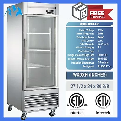 Reach-in Refrigerator Commercial 28  3 Door Glass Door Upright Refrigerator NEW • $2184